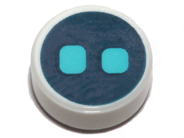 Tile, Round 1 x 1 with Medium Azure Eyes on Dark Blue Background 