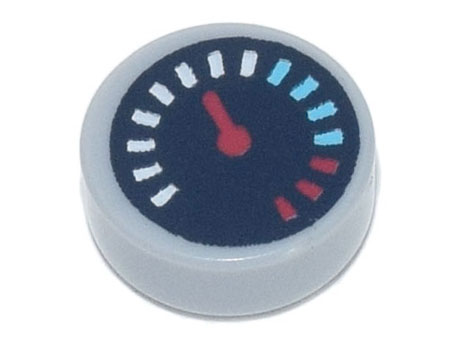 Tile, Round 1 x 1 with Black Gauge with Red Pointer and