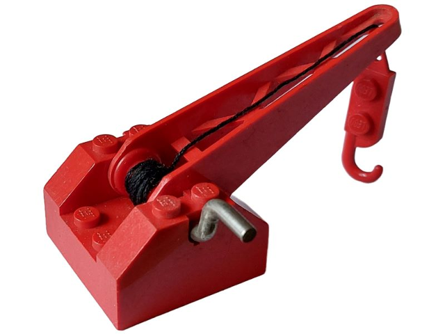 String Reel Winch 4 x 4 x 2 with Sloped Top, Metal Handle, Red
