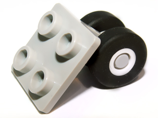 LEGO Plate Modified 2 x 2 Thin  Double Wheel Holder White Airplane Wheels Tires