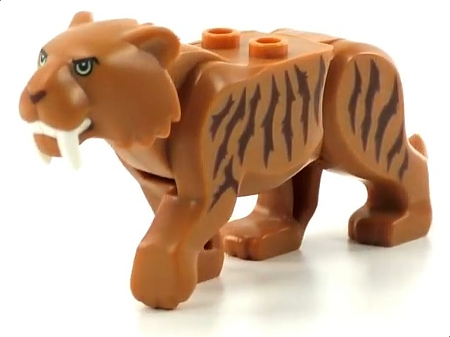 Minifig LEGO Dark Pink Nose & Brown Stripes Animal Tiger w/ Blue Eyes