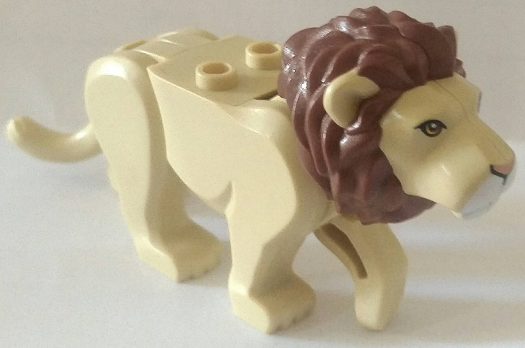 BrickLink - Part bb0787c04pb02 : LEGO Cat, Large (Lion) with Reddish Brown  Mane, Nougat Eyes, Nougat Nose and White Muzzle Pattern [Animal, Land] -  BrickLink Reference Catalog