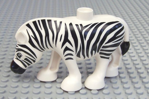 1x Lego Duplo Tier Zebra schwarz weiss Mähne aufrecht Zoo 4281524 4415c01pb01 