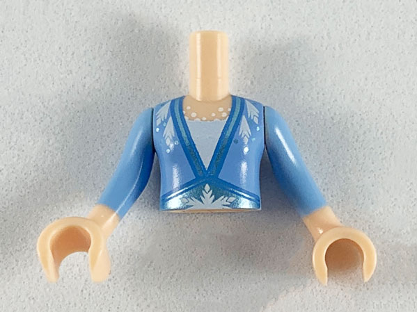 Lego New Light Flesh Torso Mini Doll Girl Metallic Light Blue Swimsuit Top 