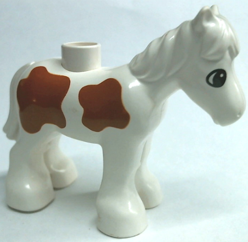 Duplo Horse Baby Foal Pony with Large Dark Orange Spots Part