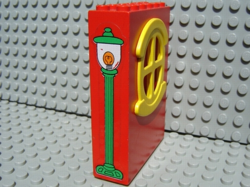 Lego--x635c02--Gebäudewand-Rot Fabuland Gelbes Symetrisches Fenster 2x 6 x 7 
