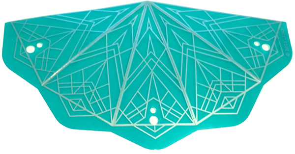 Plastic Dark Turquoise Conical Roof with Silver Geometric Triangles Pattern