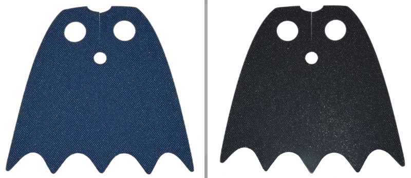 Minifigure Cape Cloth with Top Holes and Scalloped 5 Points Bottom (Batman), Long, Circle Neck Cut - Traditional Starched Fabric with Dark Blue and Black Sides