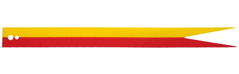 Cloth Banner Flag Pointed Ends with Red and Yellow Halves / Stripes Pattern
