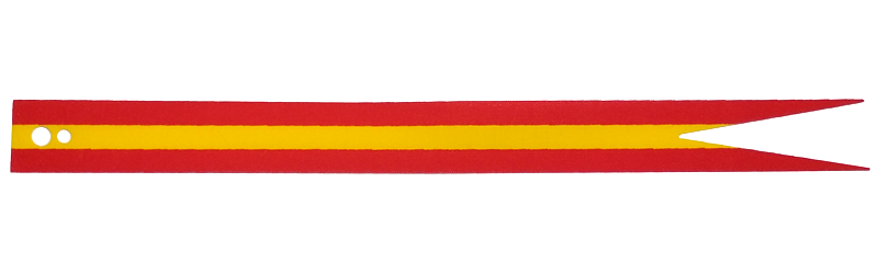 Cloth Banner Flag Pointed Ends with 2 Red and 1 Yellow Stripe Pattern