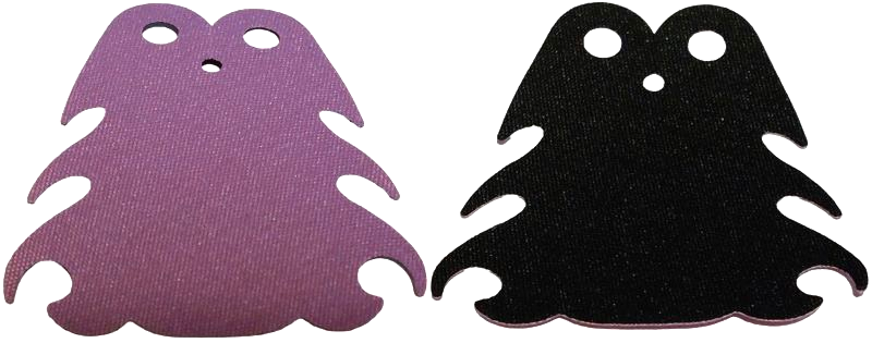 Mini Doll, Cape Cloth, 6 Curly Points, 3 Bottom Curves, Long with 2 Small Top Holes with Medium Lavender and Black Sides