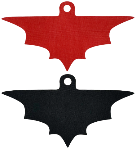 Minifigure Cape Cloth, Scalloped 7 Points, Wide, Single Top Hole (Batman) - Traditional Starched Fabric with Red and Black Sides