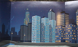Paper Part for Set 1349 - Cardboard Backdrop with Nighttime City Skyline Pattern