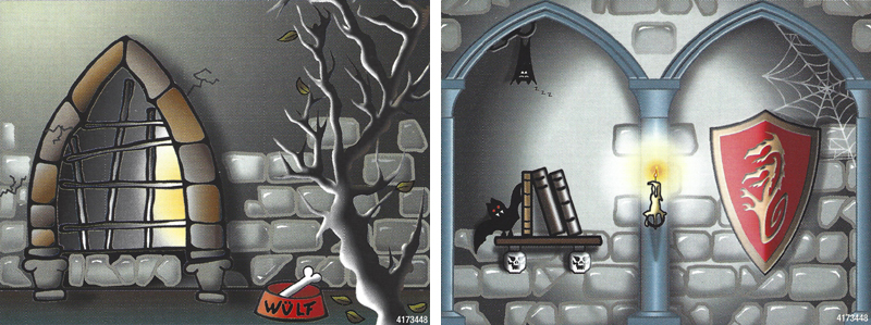 Paper Part for Set 1381 - Cardboard Backdrop with Crypt Exterior / Interior Pattern