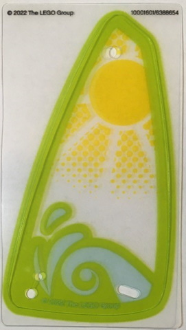 Plastic Triangle 6 x 12 Sail with Lime and Bright Light Blue Wave and Yellow Sun Pattern