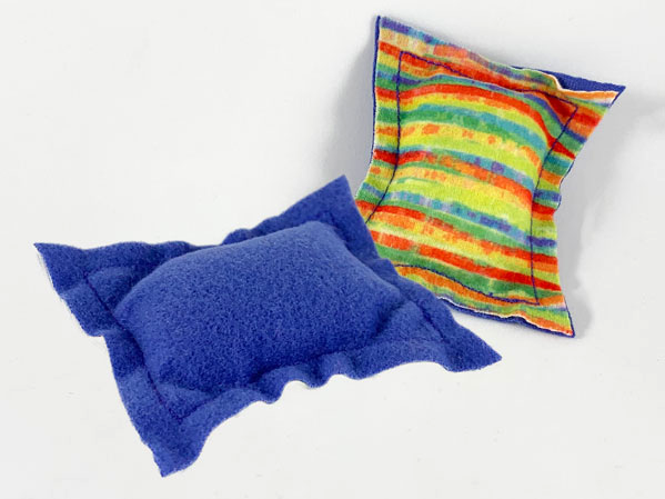 Scala Cloth Pillow Small with Violet and Multicolored Stripes Sides