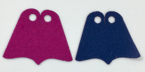 Mini Doll, Cape Cloth, Friends, Center and Side Points at Bottom, Short with 2 Small Top Holes with Magenta and Dark Blue Sides