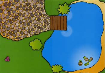 Paper Duplo Playmat for Set 3090 - Lake with Pier and Grass and Stone Walkway