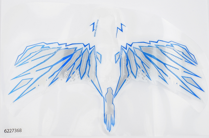 Plastic Wings with White, Gray, and Blue Lightning on Trans-Clear Background Pattern