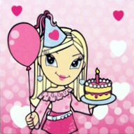 Clikits Frame Insert, Paper 4 x 4 with Heart Character Holding Balloon and Cake on Pink Gradient Background Pattern