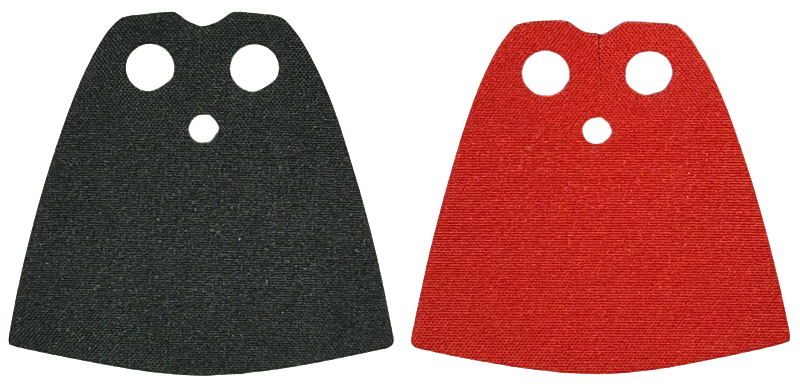 Minifigure Cape Cloth, Standard - Starched Fabric - 3.9cm Height with Black and Red Sides