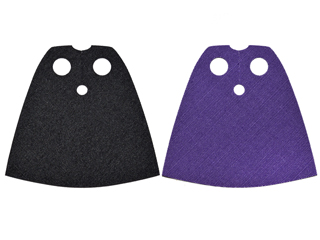 Minifigure Cape Cloth, Standard - Traditional Starched Fabric - 3.9cm Height with Black and Dark Purple Sides