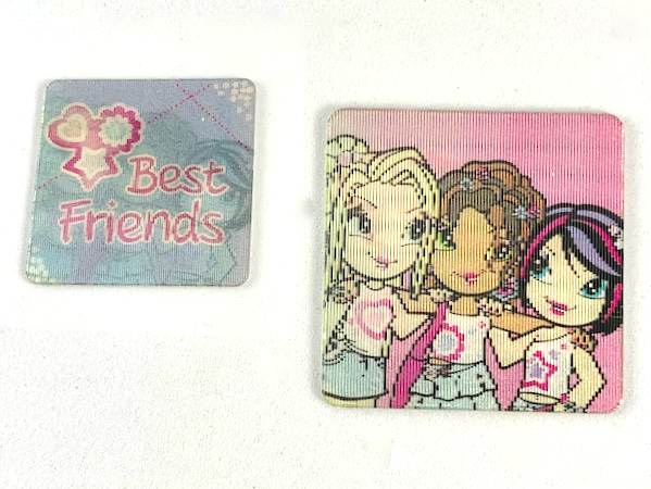 Clikits Frame Insert, Paper 4 x 4 Lenticular with 'Best Friends' and Heart, Daisy, and Star Characters Pattern