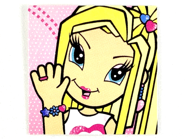 Clikits Frame Insert, Paper 4 x 4 with Heart Character Waving on Pink Background Pattern