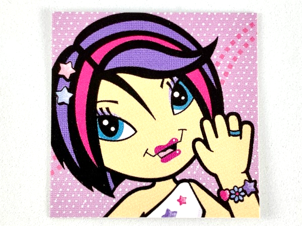 Clikits Frame Insert, Paper 4 x 4 with Star Character Waving on Lavender Background Pattern