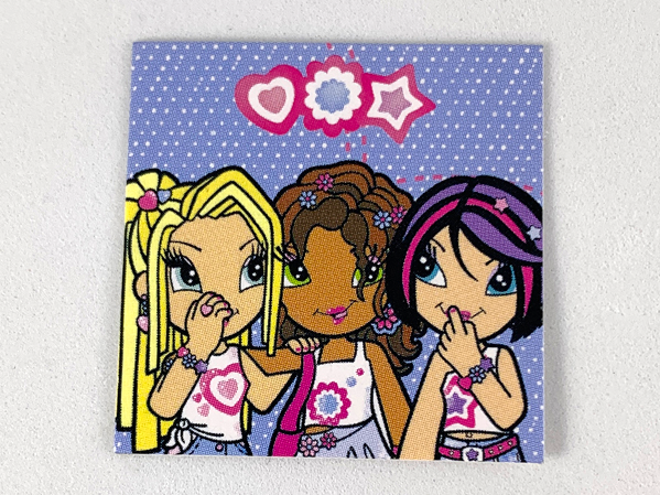 Clikits Frame Insert, Paper 4 x 4 with Heart, Daisy, and Star Characters on Blue Background Pattern