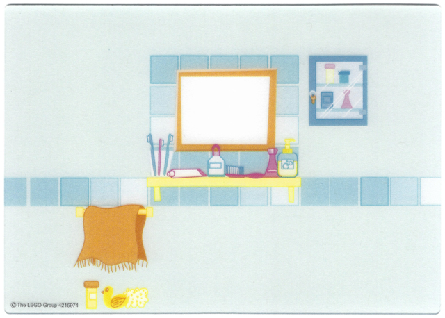 Plastic Part for Set  5940 - Bathroom Backdrop with Mirror, Shelf, Tiles, Towel, and Medicine Cabinet Pattern