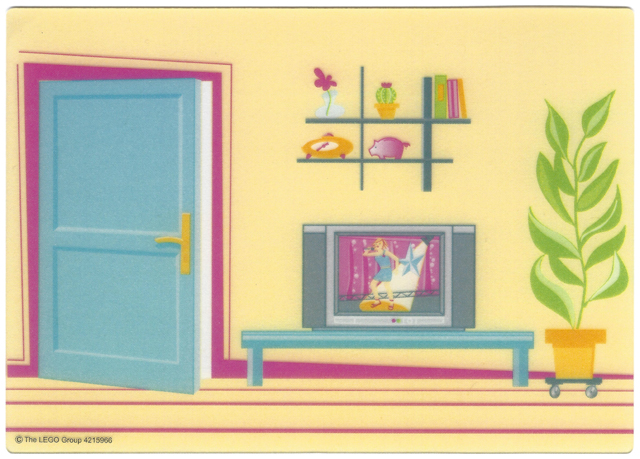 Plastic Part for Set  5940 - Living Room Backdrop with Door, Shelf, Table with TV, and House Plant Pattern