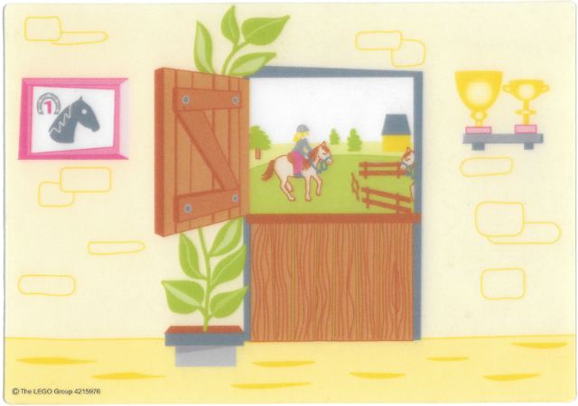 Plastic Part for Set  5941 - Horse Stable Backdrop with Award in Frame, House Plant, Split Wooden Door, and Trophies on Shelf Pattern