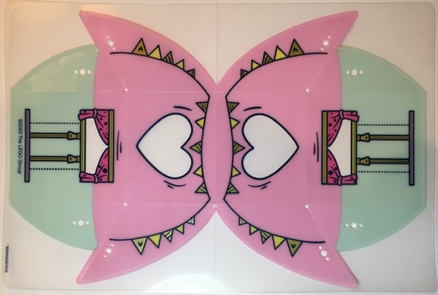 Plastic Tent with Bright Pink Top and Light Aqua Bottom with Banner, Windows, Zippers, and Heart Pattern