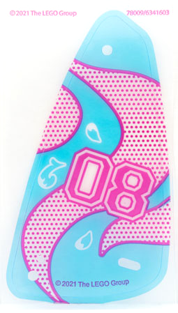 Plastic Sail 6 x 11.5 with Magenta '08' and Dots with Dark Azure Swirls on Transparent Background Pattern
