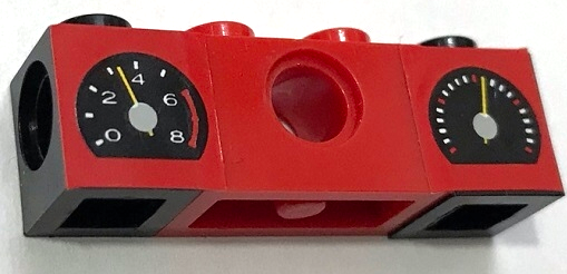 Stickered Assembly 4 x 1 x 1 with Speedometer Pattern (Stickers) - Set 8440 - 1 Technic, Brick 1 x 2 with Hole, 2 Technic, Brick 1 x 1 with Hole