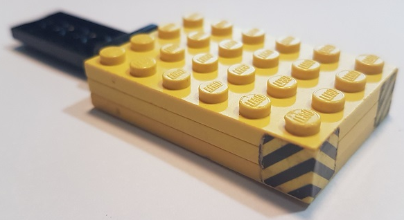 Stickered Assembly 11 x 4 x 1 with Black and Yellow Chevrons Pattern on Both Sides (Stickers) - Set 641 - 2 Plate 1 x 6, 1 Plate 2 x 2, 2 Plate 4 x 6, 1 Hinge Plate 2 x 4