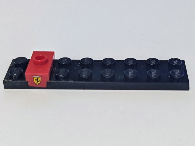 Stickered Assembly 8 x 2 x 2/3 with Ferrari Logo Pattern on Both Sides (Stickers) - Set 8123 - 1 Plate 2 x 8, 1 Plate, Modified 1 x 2 with 1 Stud (Jumper)