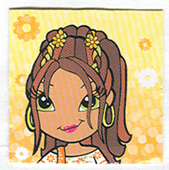 Clikits Frame Insert, Paper 4 x 4 with Daisy Character on Orange Gradient Background Pattern