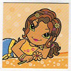 Clikits Frame Insert, Paper 4 x 4 with Daisy Character Relaxing on Orange Background Pattern
