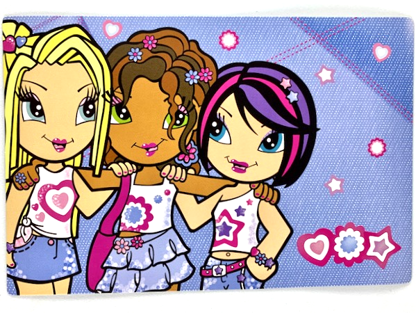 Clikits Frame Insert, Paper 19 x 12 1/2 with Heart, Daisy, and Star Characters on Blue Background Pattern