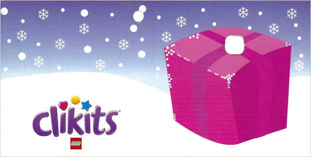 Clikits Paper, Gift Tag with Hole with Dark Pink Present with Magenta Ribbon, Snowflakes, and Logo Pattern