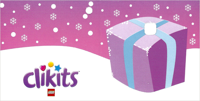 Clikits Paper, Gift Tag with Hole with Light Purple Present with Light Blue Ribbon, Snowflakes, and Logo Pattern