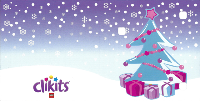 Clikits Paper, Card with 3 Holes with Christmas Tree, Presents, Snowflakes, and Logo Pattern