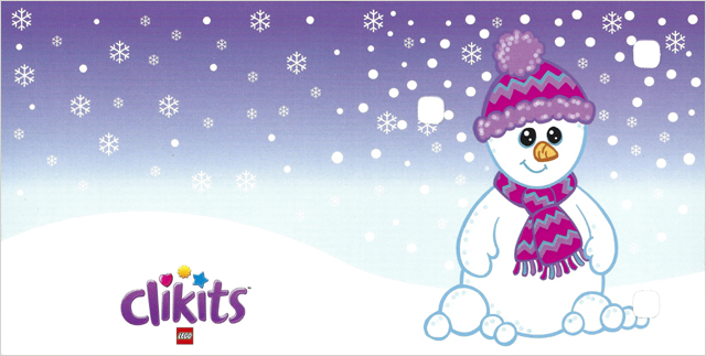 Clikits Paper, Card with 3 Holes with Snowman, Snowballs, Snowflakes, and Logo Pattern