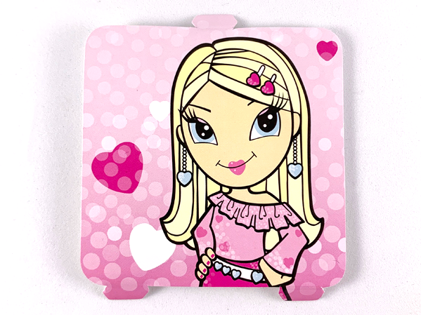 Clikits Frame Insert, Paper 8 x 8 with Tabs with Heart Character on Pink Gradient Background Pattern