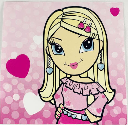 Clikits Frame Insert, Paper 10 x 10 Thin with Heart Character on Pink Gradient Background Pattern