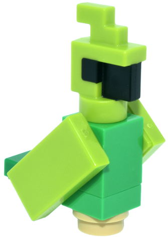 Minecraft Parrot, Lime Plain Wings - Brick Built