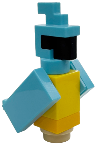Minecraft Parrot, Medium Azure Plain Wings - Brick Built