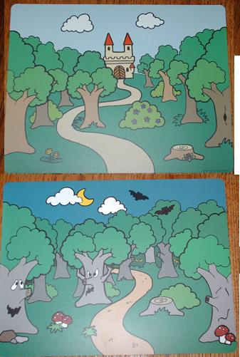 Plastic Part for Sets  3615 and 9131 - Scene Backdrop with Castle in Forest / Forest at Night Pattern